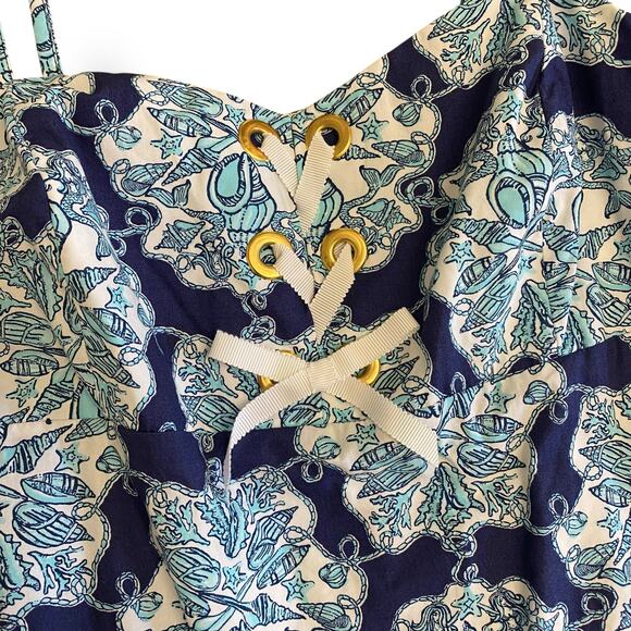 Lilly Pulitzer Rilee Hey Sailor Lace Up Navy White Mermaid Dress Size 6 Sirens - Picture 5 of 10